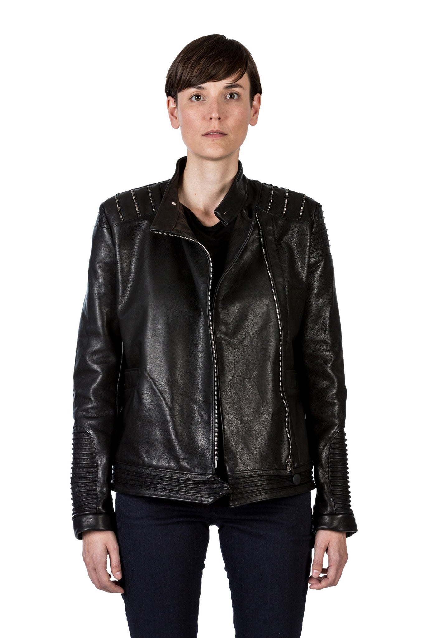 neat's leather, Rindsleder, Lederjacke, leather, leather jacket, biker, biker jacket, schwarz, black, women's clothing,